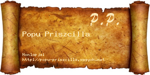 Popu Priszcilla névjegykártya
